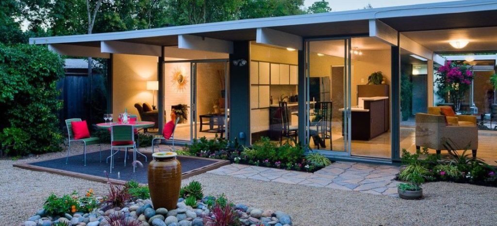 Eichler Home, Backyard view, Palo Alto CA California
